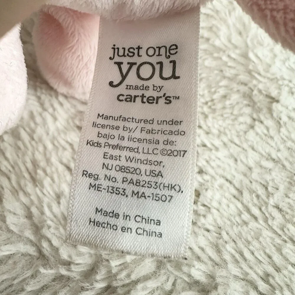 Carters Just One You Pink Elephant Plush Rattle 8